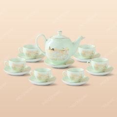 Bộ trà dáng Minh Long men ngọc sen đại - Quà tặng in logo cao cấp