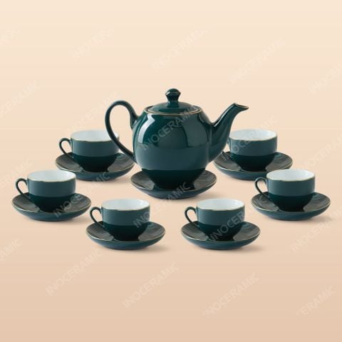 Bộ ấm chén dáng Minh Long men lam - Quà tặng doanh nghiệp