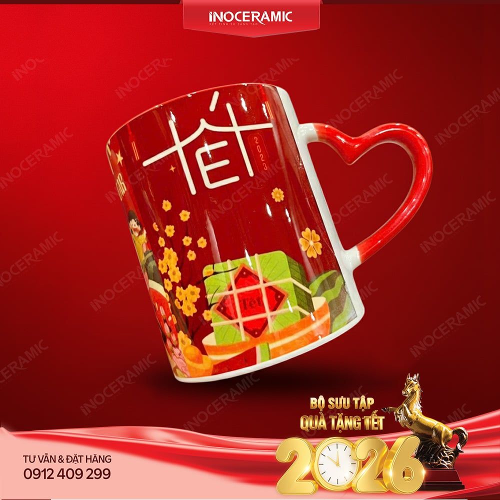 Bộ sưu tập ly sứ in hình Tết Việt Bát Tràng | Quà Tết in logo cao cấp