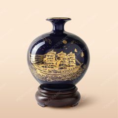 Lọ chiêu tài men Thuận Buồm kẻ vàng - Quà tặng doanh nghiệp cao cấp