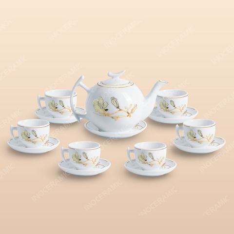 Bộ ấm chén trà Bưởi Cành Mộc Lan - Quà tặng doanh nghiệp ý nghĩa