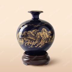 Lọ hút tài lộc Ngựa Phi Gió Thảo Nguyên gốm sứ Bát Tràng in logo