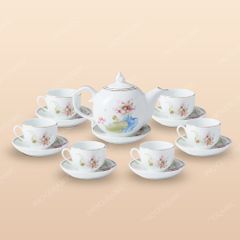 Bộ ấm trà Ngọn Lửa Sen màu kẻ chỉ vàng - Quà tặng doanh nghiệp