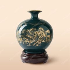 Lọ hút tài lộc Ngựa Phi Gió Thảo Nguyên gốm sứ Bát Tràng in logo