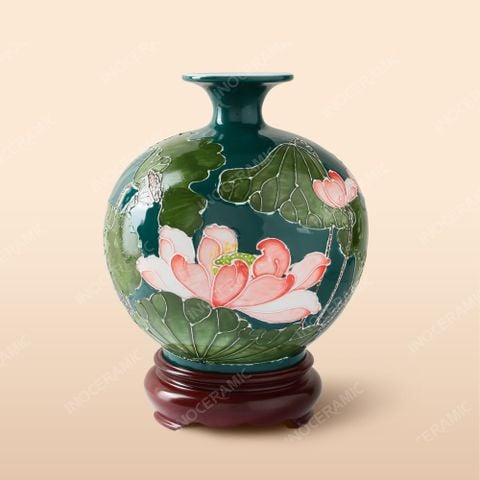 Bình hút lộc Liên Hoa Phú Cát gốm sứ Bát Tràng cao cấp