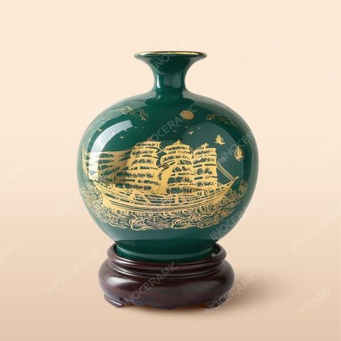 Lọ chiêu tài men Thuận Buồm kẻ vàng - Quà tặng doanh nghiệp cao cấp