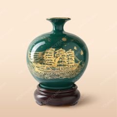 Lọ chiêu tài men Thuận Buồm kẻ vàng - Quà tặng doanh nghiệp cao cấp