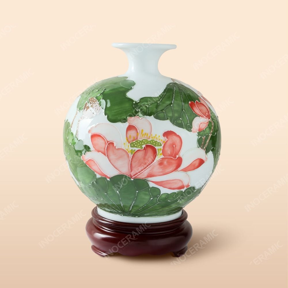 Bình hút lộc Liên Hoa Phú Cát gốm sứ Bát Tràng cao cấp