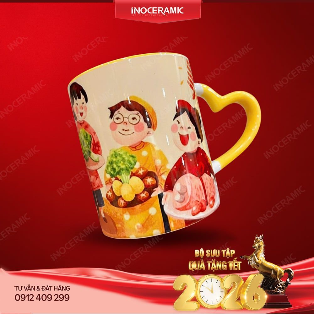 Bộ sưu tập ly sứ in hình Tết Việt Bát Tràng | Quà Tết in logo cao cấp