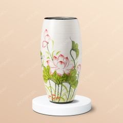 Lọ hoa bom vẽ sen đỏ gốm sứ Bát Tràng cao cấp
