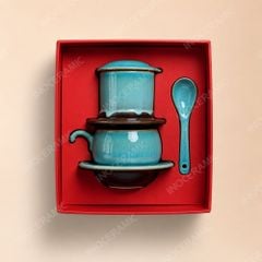 Giftset quà tặng phin sứ kèm thìa Hoài Mộc