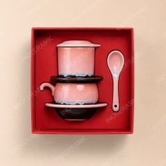 Giftset quà tặng phin sứ kèm thìa Hoài Mộc