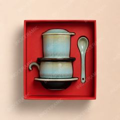 Giftset quà tặng phin sứ kèm thìa Hoài Mộc
