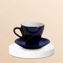 Bộ tách cappuccino dáng cao màu trơn lòng trắng