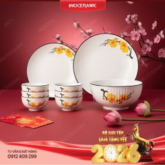 Bộ bát đĩa gốm sứ 09 sản phẩm - Quà tặng Tết ý nghĩa dành cho công đoàn
