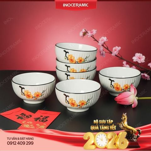 Bộ 6 bát cơm Hoa Mai – Quà Tết thiết thực cho doanh nghiệp, công nhân viên, công đoàn