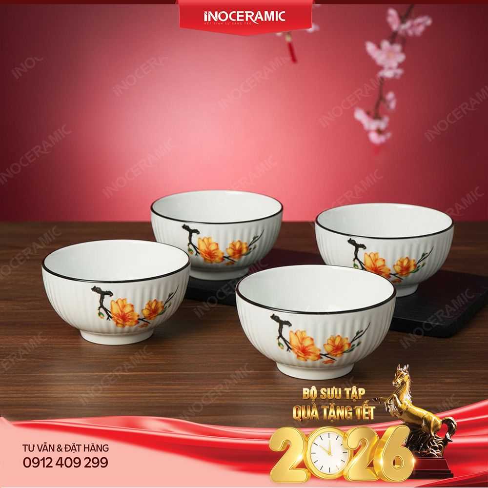 Bộ 6 bát cơm Hoa Mai – Quà Tết thiết thực cho doanh nghiệp, công nhân viên, công đoàn