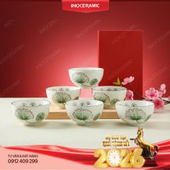 Hộp quà tặng 6 chén cơm 06 bát cơm hoa Bồ Công Anh gốm sứ Bát Tràng