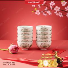 Set 10 bát cơm hoa Bồ Công Anh - Quà Tết gốm sứ Bát Tràng cho viên chức