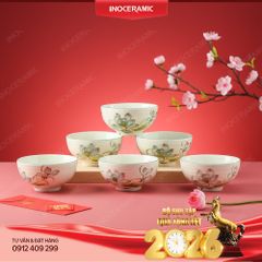 Bộ 6 bát cơm hoa sen xanh Bát Tràng - Món quà năm mới ý nghĩa cho Công Đoàn