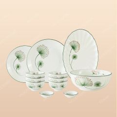 Bộ chén bát 12 món men ngà hoa bồ công anh Bát Tràng – Quà Tết sang trọng