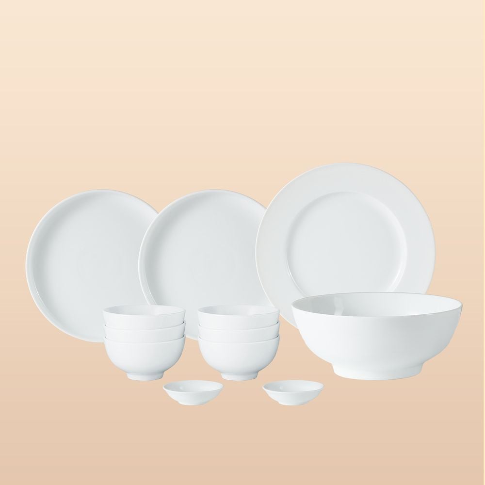 Bộ đồ ăn 12 món men sứ trắng Bát Tràng – Sang trọng, bền đẹp