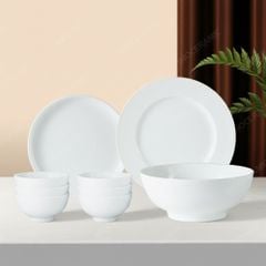 Bộ bát đĩa 9 món men trắng Bát Tràng – Quà tặng sang trọng, tinh tế cho doanh nghiệp