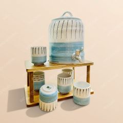 Bộ bình sứ đựng nước vòi xả inox gốm sứ Bát Tràng cao cấp