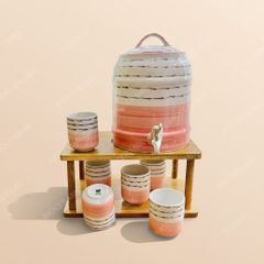 Bộ bình sứ đựng nước vòi xả inox gốm sứ Bát Tràng cao cấp