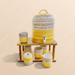 Bộ bình sứ đựng nước vòi xả inox gốm sứ Bát Tràng cao cấp