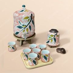 Bộ bình sứ đựng nước vòi xả Bát Tràng – Quà tặng in logo cao cấp