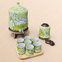 Bộ bình sứ đựng nước vòi xả Bát Tràng – Quà tặng in logo cao cấp