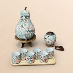 Bộ bình nước dáng quả lê gốm sứ Bát Tràng – Quà tặng in logo tiện dụng