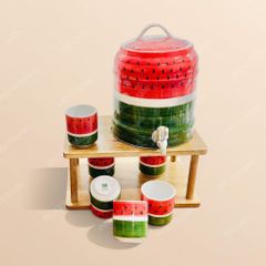 Bộ bình sứ đựng nước dưa hấu vẽ tay – Món quà gốm sứ Bát Tràng tiện dụng