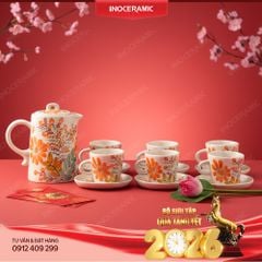 Bình nước Indochine Hương Xuân gốm sứ Bát Tràng – Quà Tết in logo cao cấp