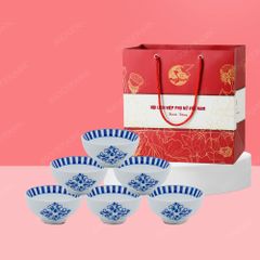 Quà tặng phụ nữ - Bộ 06 chén cơm sọc hoa in logo