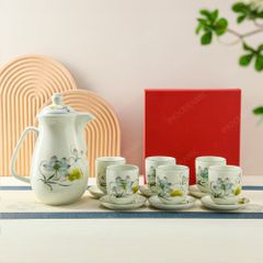 Bộ bình sứ đựng nước Hoa Sen Bát Tràng – Quà tặng in logo cao cấp