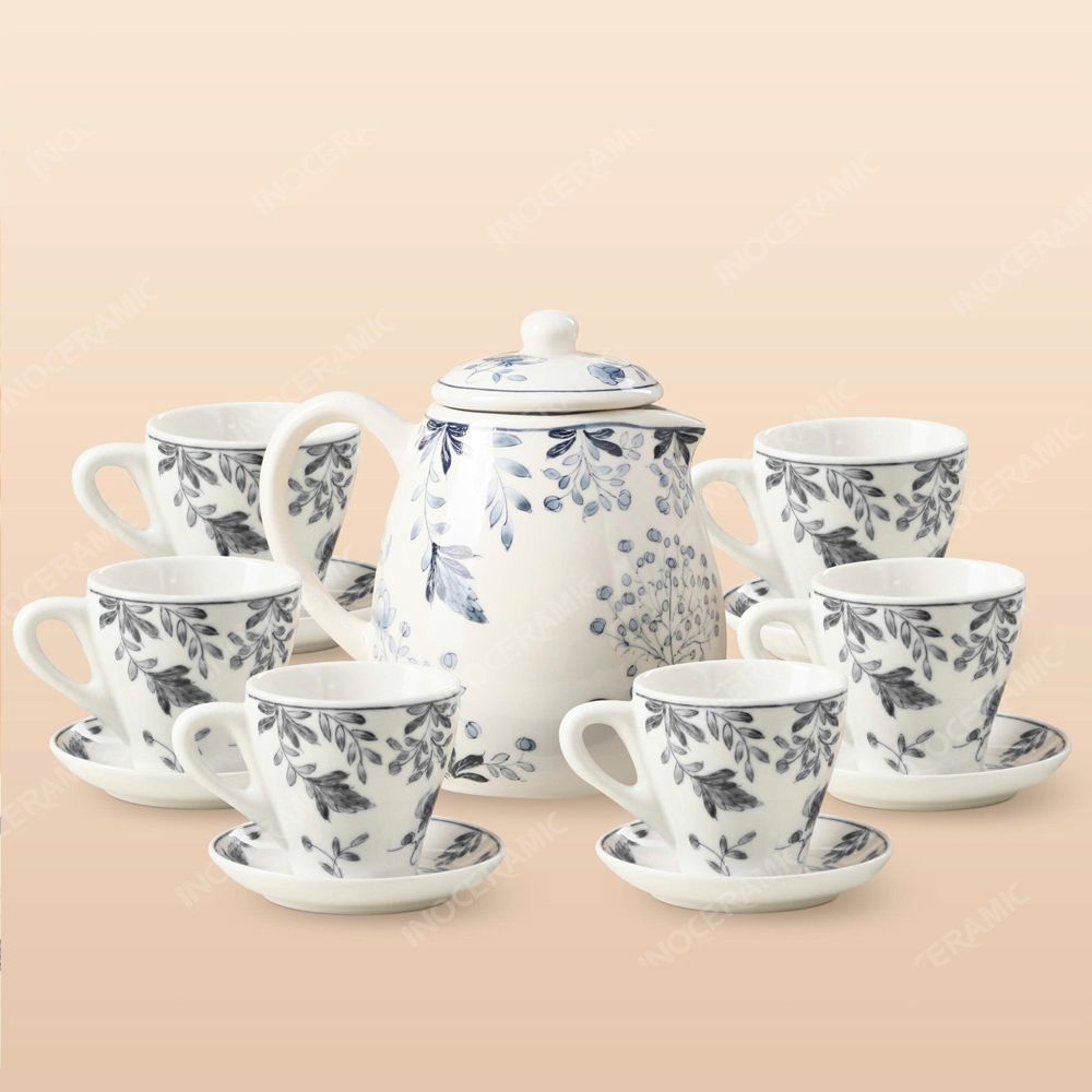 Bộ bình sứ Indochine Thanh Diệp Bát Tràng - Quà biếu Tết in logo