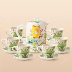 Bộ bình sứ đựng nước Indochine Liên Phúc gốm sứ Bát Tràng độc đáo