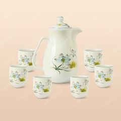 Bộ bình sứ đựng nước Hoa Sen Bát Tràng – Quà tặng in logo cao cấp