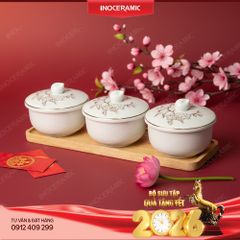 Hũ đựng mứt Tết, bánh kẹo Bạch Đào Cát Khánh - Quà Tết in logo số lượng lớn