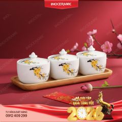 Hũ đựng mứt Hoa Mai – Món quà Tết in logo thiết thực cho doanh nghiệp