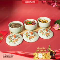 Khay đựng mứt Hồng Đào Phú Quý men ngọc – Quà tri ân Tết đẳng cấp cho doanh nghiệp