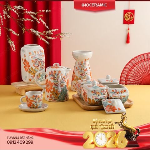 Bộ sưu tập “Indochine Hương Xuân” - Quà tặng gốm sứ Bát Tràng đón lộc Tết sang trọng