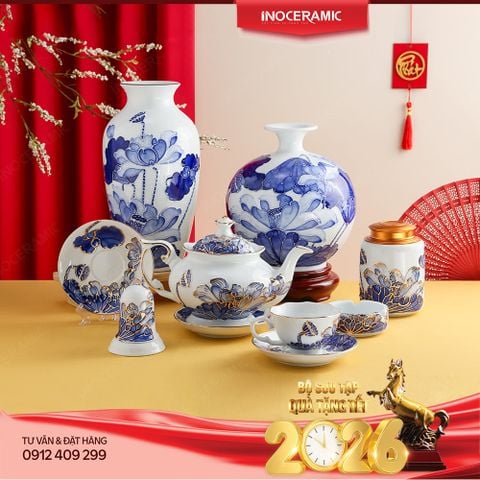 Liên Hoa Lam Ngọc - Bộ sưu tập quà tặng gốm sứ Bát Tràng cao cấp