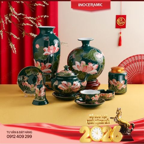 Bộ sưu tập Ngọc Liên Phú Quý | Quà tặng Tết gốm sứ Bát Tràng cao cấp 2026