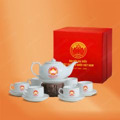Quà tặng Đại hội đại biểu - Bộ ấm trà CK lõm kẻ chỉ vàng