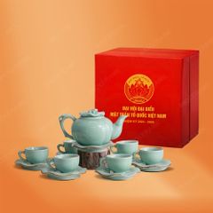 Quà tặng Đại hội Mặt trận - Bộ ấm trà lam ngọc quả hồng