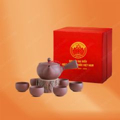 Bộ ấm trà An Thổ Túc tay ngang quà tặng Đại hội Mặt Trận Tổ Quốc