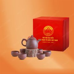 Bộ ấm trà An Thổ Túc dáng quả chuông quà tặng Đại hội Mặt Trận Tổ Quốc